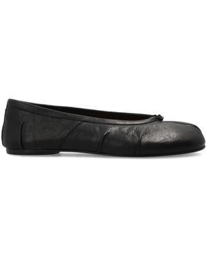 Maison Margiela Leather Ballet Flats With 'Tabi' Cut-Out - Black