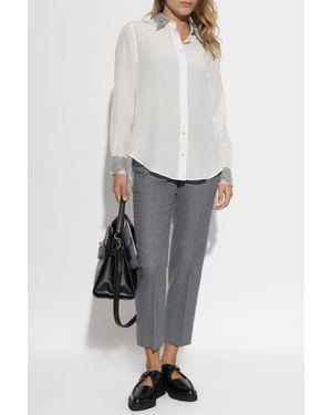 McQueen Silk Shirt With Lace Details - Gray