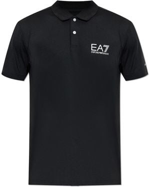 EA7 Polo Shirt With Printed Logo - Black