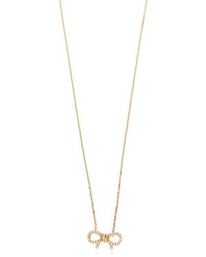 Ferragamo Necklace With A Pendant Featuring Sparkling Crystals - White