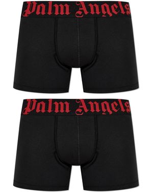 Palm Angels Two-Pack Of Boxers With Logo - Black
