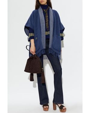 Ferragamo Cashmere Poncho - Blue
