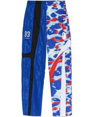 A Bathing Ape Trousers With Logo - Blue