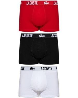 Lacoste 3-Pack Of Cotton Boxers - Red
