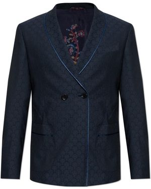 Etro Double-Breasted Wool Blazer - Blue