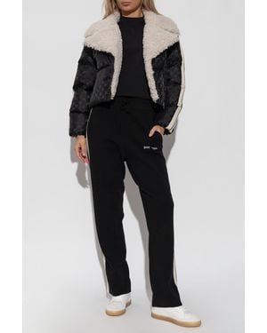Palm Angels Short Jacket With Faux Fur - Black
