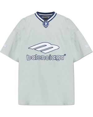 Balenciaga V-Neck T-Shirt - Blue