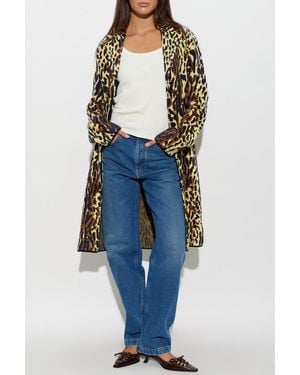 Marni Velvet Coat With Animal Print - Blue