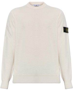 Stone Island Wool Jumper With Logo Patch - White