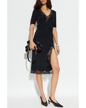 Balmain Skirt With Lace Trim - Black