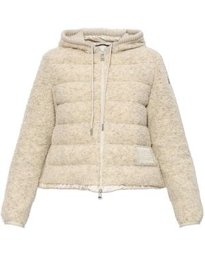 Moncler Quilted Jacket With Hood - Natural