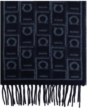 Ferragamo Scarf With Monogram - Blue