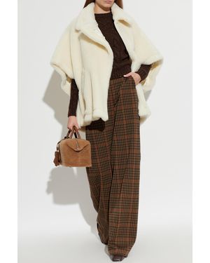 Max Mara 'Tebe' Faux-Fur Poncho - Natural