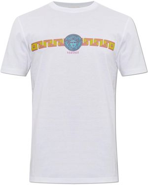 Versace Cotton T-Shirt With Print - White