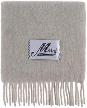 Marni Wool Scarf With Fringes - Grey