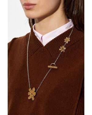 Marni Necklace With Shimmering Crystals - Brown