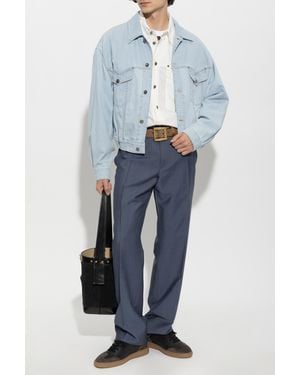 Versace Wool Pleated Pants - Blue