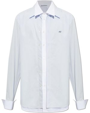 Acne Studios Cotton Shirt With Embroidered Logo - White