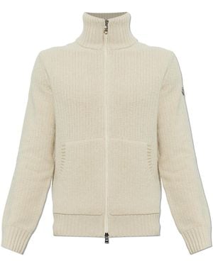 Moncler Wool Cardigan With A Stand-Up Collar - White