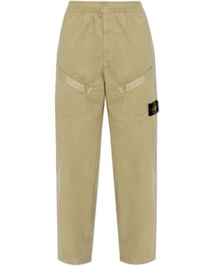 Stone Island Trousers With Logo Patch - Green