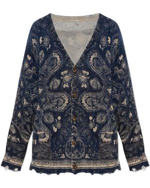 R13 Cardigan With A Vintage Effect - Blue