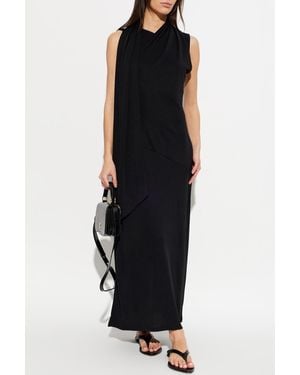 Ami Paris Dress With A Decorative Pleat - Black