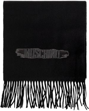 Moschino Wool Scarf With Fringes - Black