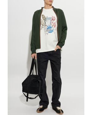 Paul Smith Merino Wool Cardigan With Stand Collar - Black