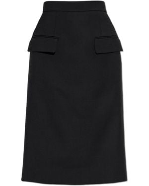 McQueen Wool Skirt With Pockets - Black