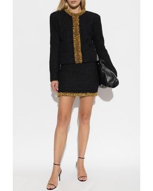 Balmain Tweed Blazer With Appliqués - Black