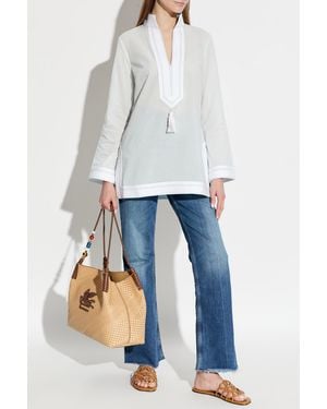 Tory Burch Flared Leg Jeans - White