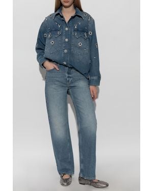 AllSaints Denim Shirt With Crystal Appliqués 'Enna' - Blue