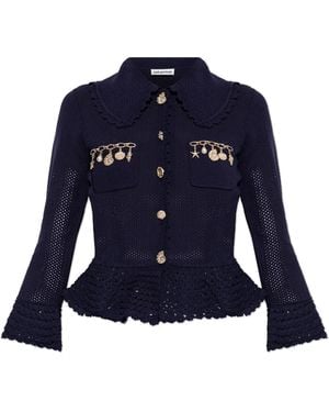 Self-Portrait Cardigan With Applications - Blue