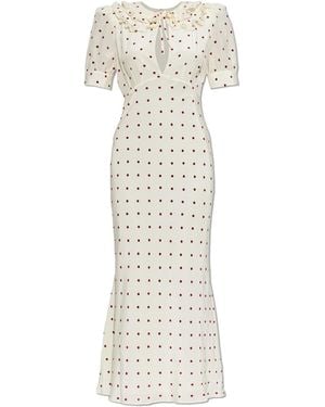 Alessandra Rich Polka Dot Dress - White