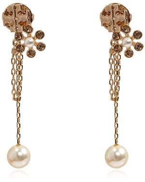 Tory Burch Earrings With Logo - White