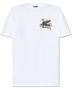 Etro T-Shirt With Colorfully Embroidered Logo - White