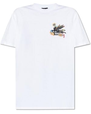 Etro T-Shirt With Colorfully Embroidered Logo - White