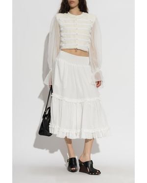 Balmain Tweed Blazer With Silk Sleeves - White