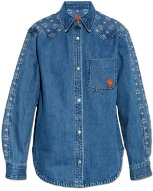 MCM Denim Shirt With Monogram - Blue