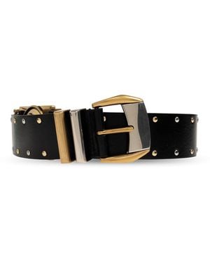 Versace Leather Belt With Studs - Black