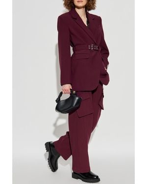 Ganni Blazer With Belt - Red