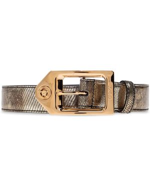 Versace Leather Belt - Metallic