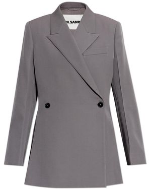 Jil Sander Double-Breasted Blazer With Side Vents - Grey