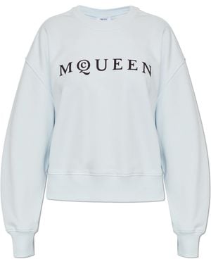 McQueen Sweatshirt With A Logo And A Velvety Finish - White