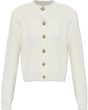Balmain Wool Cardigan With Shoulder Pads - White