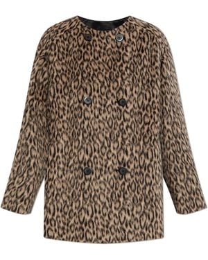 Emporio Armani Short Coat With Animal Print - Brown