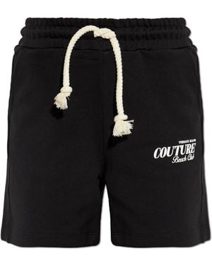 Versace Jeans Couture Sweat Shorts With Printed Logo - Black