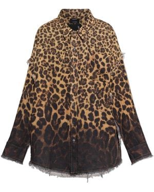 R13 Cotton Shirt With Animal Motif - Brown