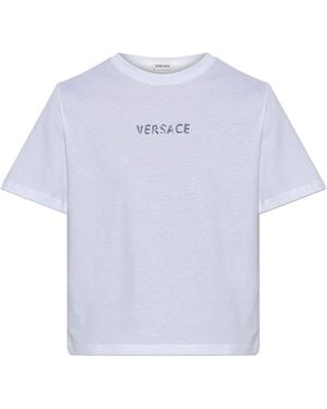 Versace T-Shirt With A Shimmering Logo - White