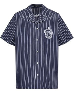 Balmain Striped Shirt With Logo - Blue